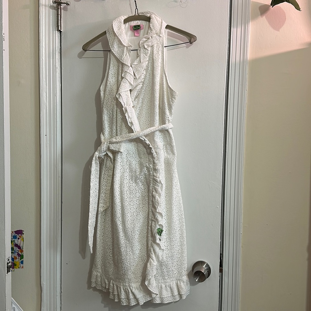 Lilly Pulitzer White Eyelet Ruffle Wrap Dress